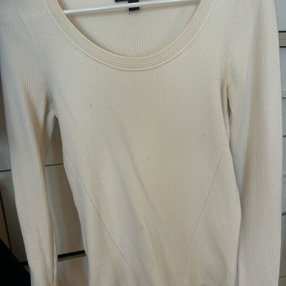 Ann Taylor Ivory Ribbed Knit Top